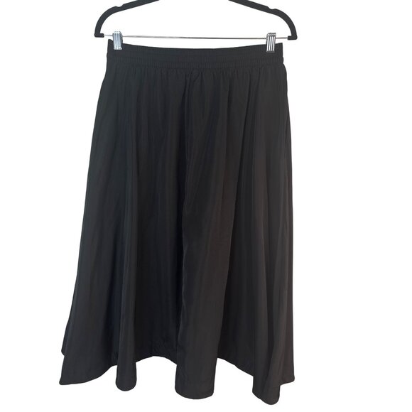 ZARA Black M/L Elastic Waist Midi Skirt Zara Polyester Flowy Design - Picture 3 of 15